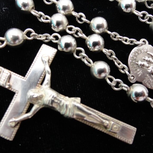 Sterling Silver 26 Grams 19.5" Rosary - Picture 4 of 6